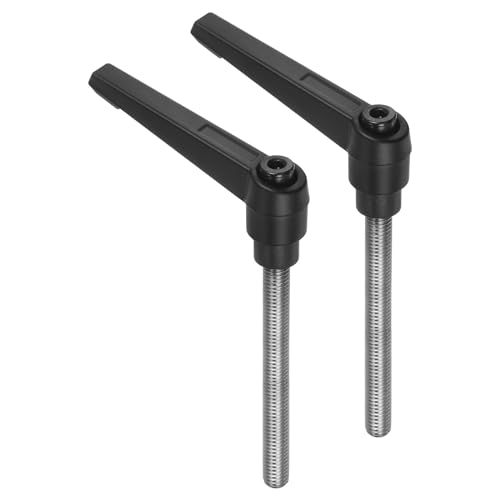 Image of uxcell 2pcs Clamping Lever Handles, M8 x 70mm 304 Stainless Steel Threaded Male Stud, Adjustable Handles Locking Quick Release Ratchet Push Button Bolt Knobs, Black