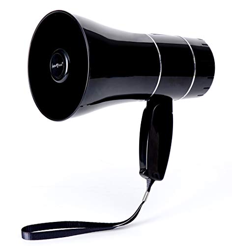 Rechargeable Bullhorn Megaphone Speaker with 240s Recording, Emergency Siren Alarm, U-Disk Playback Portable PA System for Outdoor Events, Coaching, Stadiums Rechargeable Battery Included (Black)