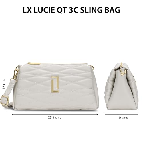 Image of Lavie Luxe Women's Lucie Quilted 3-Compartment Medium Crossbody Sling Bag | Ladies Purse Handbag | Gift for Women