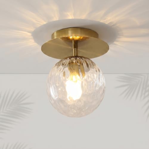 Lampe de plafond moderne globe en verre doré E27 pour illuminer votre couloir