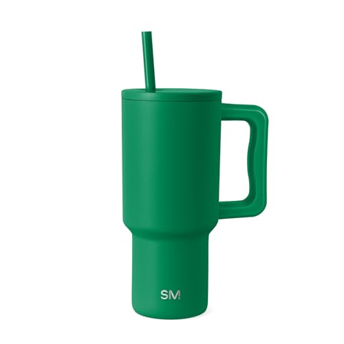 Image of Simple Modern 30 oz Trek Tumbler with Handle and Straw Lid | Cup Holder Friendly Insulated Stainless Steel Travel Mug | Kelly Green