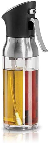 2-in-1 Oil Spray Bottle, OSPORTFUN Stainless Steel Glass Olive Oil Dispenser Kitchen Oil Sprayer for Cooking, BBQ, Salad, Baking, Roasting, Kitchen Tools