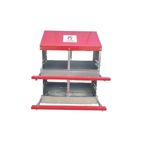 Duncan's Nesting Boxes - 4 Hole Metal Poultry Nest Box for Chickens, Hens, Ducks - Large Egg Laying Boxes - Rust Proofed Construction with Large Vented Holes Cover