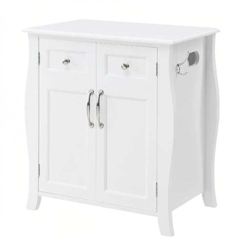 Northwood Calliger Bedroom CPAP Nightstand with Drawers for CPAP Accessories & Machine - Sleek Wooden Night Stand with CPAP Hose Holder Bed Side Table with Storage (White)