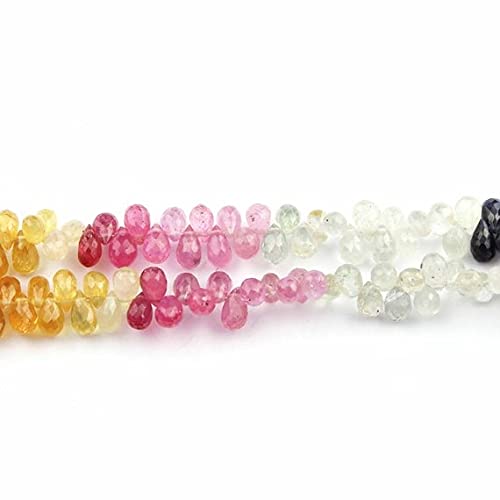 Multi Sapphire Tear Drop Briolettes LKBEADS perles saphir multicolore 5mm 6mm pour création bijoux