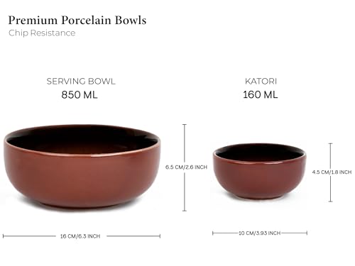 Image of Bodhi House Handcrafted Chip Resistant Porcelain Dinner Set, 20 Pieces Dish Set Serving for 6, Microwave and Dishwasher Safe, Bone-ash Free, Crockery Set for Dining and Gifting, Deep Red