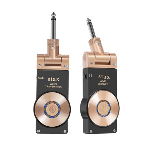 Image of Stax Guitar Wireless System Transmitter And Receiver 2.4GHZ Built-in Rechargeable Wireless Guitar System For Electric Guitar Bass Gold