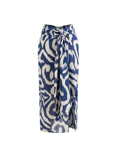CIDER Maxi Skirt Abstract Knotted Split Mid Waist Long Skirts for Women Trendy Print Casual Skirt