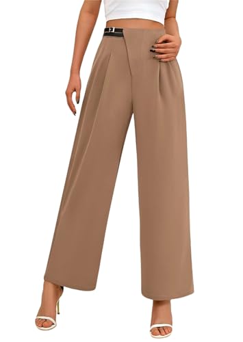 Women's Wide Leg Pants High Waisted Business Casual Work Office Dressy Suit Palazzo Pant Trousers with Belt