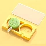 Cute Smile Face Popsicle Mold Set 2 Pieces Popsicle Maker Ice Cream Molds DIY Frozen Ice Pop Molds Kitchen Accessories Easy Release Breastmilk Reusable BPA Free for Summer Homemade Cakesicles