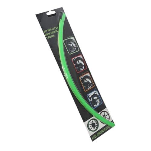 Image of Wheel Rim Fluorescent Adhesive Stickers for Bike & Car | Universal Fit | 16 pcs Strip Set | Waterproof Reflective Rim Tape for Stylish Look & Safety (Light Green)