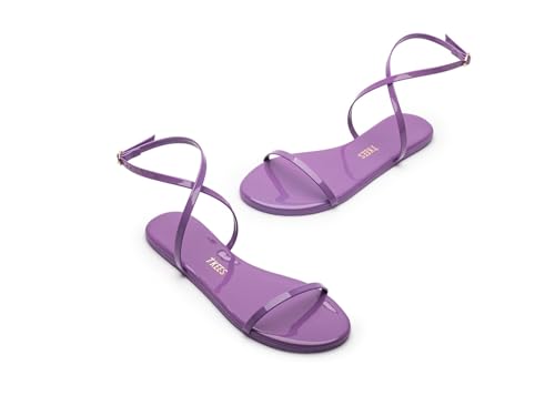 TKEES MJ Patent - Flats for Women - Rubber Outsole - Ankle Strap - Adjustable Buckle Detailing - Leather Upper Bright Lavendar 9 B - Medium