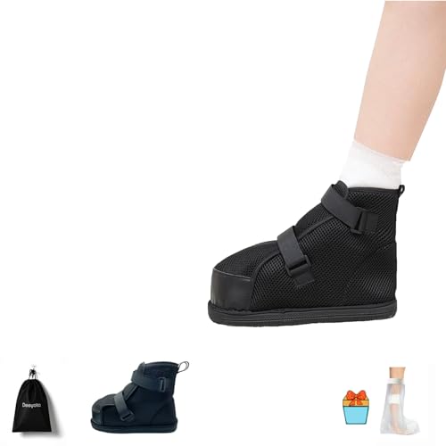DEEYOTA ギプスシューズ ギプス靴 術後靴 片足 1足 足関節装具 歩行補助 左右兼用 骨折 ま先圧力軽減 滑り止め 介護 サイズ調節可能 歩行サポート ブラック1(夏用)L