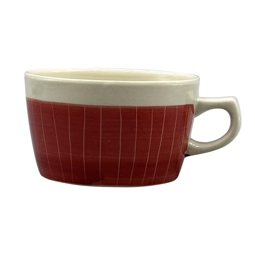 波佐見焼 スープカップ マグカップ 約360ml 電子レンジ 食洗機対応 彫十草 赤 日本製 528287