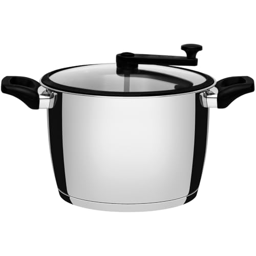 Pipoqueira Tramontina Allegra em Aço Inox com Fundo Triplo e Tampa de Vidro com Borda de Silicone 22 cm 5,6 L