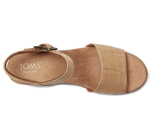 Image of TOMS Women's Diana Wedge Heel Sandal, Leather Upper, Rope-Wrapped Midsole, Adjustable Strap, Buckle, OrthoLite Insole