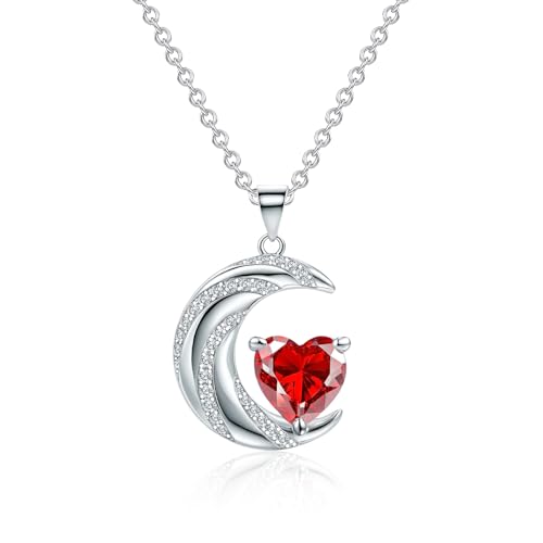 Collier en argent avec pierre de naissance de lune pour femme, pendentif cœur en zirconium