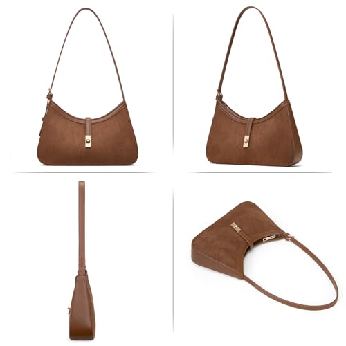 Image of CLUCI Suede Purses for Women, Shoulder Suede Bag with Adjustable Strap, Handbag Hobo Bags