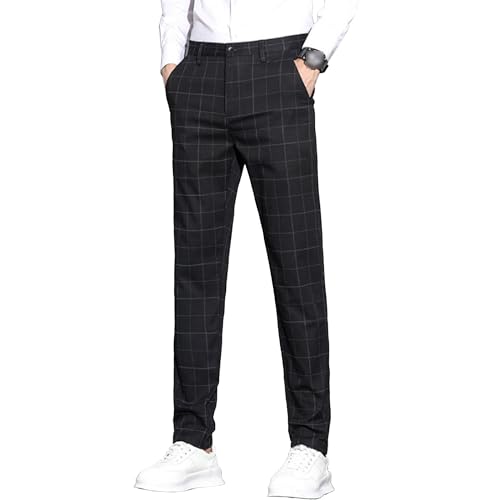 Pantalon chic homme à rayures et carreaux skinny business casual