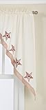 LORRAINE HOME FASHIONS Country Stars Tailored Swag Pair, 60 by 38-Inch, Ecru/Red