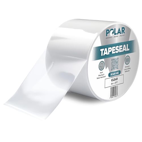 Image of Polar TapeSeal Clear - 4 inch x 5 ft | Rubberised Waterproof Tape for Leaks & Cracks on Roofs, PVC Pipes, Downpipes, Plumbing & Gutters | All-Purpose Indoor & Outdoor Sealant Tape for Lasting Protection