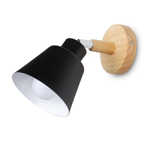 Applique de chevet moderne en bois macaron noir luminaire pour cuisine