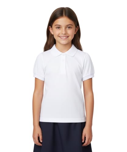 unik Girl's Uniform Polo Shirt Short Sleeve, White Size 8