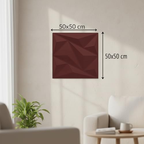 Image of Kayra Decor 3D Wall Panel - USA Certified SGS Approved PVC Alps Design Ruby Rose Color 19.7 inch x 19.7 inch (Pack of 40) - Covers 107.80 Sq. Ft.