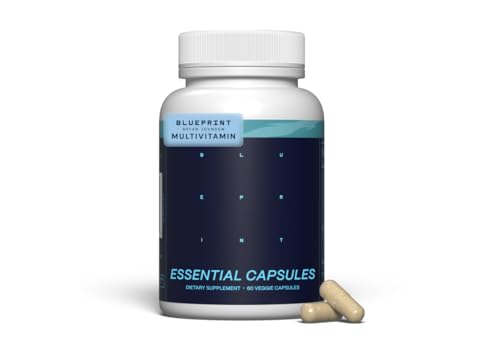 Blueprint Bryan Johnson Essential Capsules - Daily Multivitamin/Multimineral for Women and Men - Antioxidant Supplement with Calcium, Vitamin B1, Vitamin D, and Zinc - Vegan and Non GMO (30 Servings)