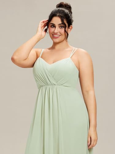 Image of Ever-Pretty Women's Pleated Backless Applique V Neck A Line Chiffon Sleeveless Plus Size Bridesmaid Dresses 01692-DA