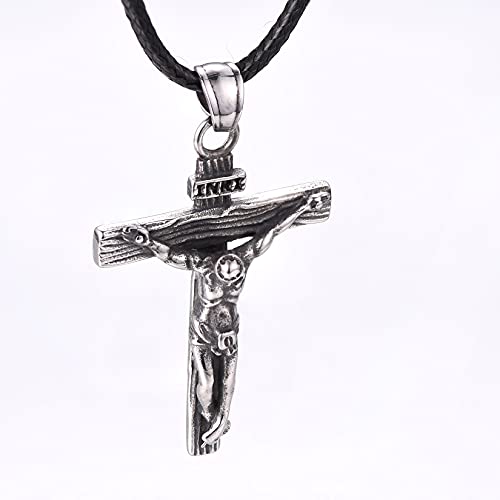 U7 Stainless Steel Cross Necklace for Women Men 18K Gold Plated Crucifix Cross Pendant Necklaces with Leather Rope2