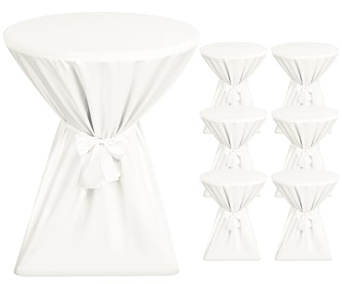 Showgeous Lot de 6 Housses de Table de Bar Premium 80 cm Ivoire Housses de Table pour Tables de Bar 80 cm Housse de Table de Bar, Nappe de Table de Bar...