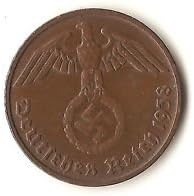 Authentic Nazi Swastika Coin German 2 Pfennig -- Circulated Condition