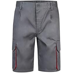 Pantalon Corto Velilla Hombre Velilla 103007 Bermudas Bicolor Multibolsillos, Color Gris y Rojo, Talla 42