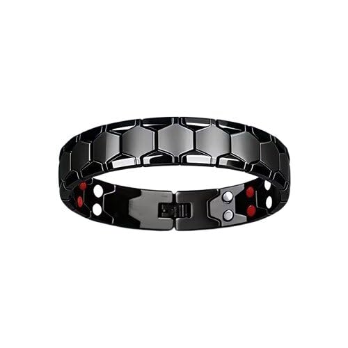 Modern Magnetic Stainless Steel Bracelet, Unisex Black Link Wristband Featuring Hexagonal Design, Premium Fashion Accessory for Daily Wear, Office and Events-image-15