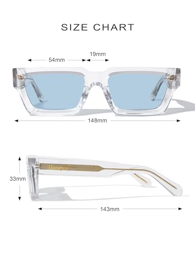 Image of Roneyee Rectangle Sunglasses Men Women Trendy Retro Sunglass UV Protection Fashion Acetate Stylish Square