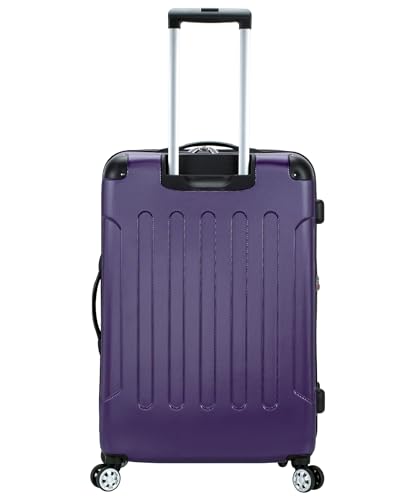 Image of Rockland London Hardside Expandable Spinner Wheel Luggage, Purple, Checked-Large 28-Inch