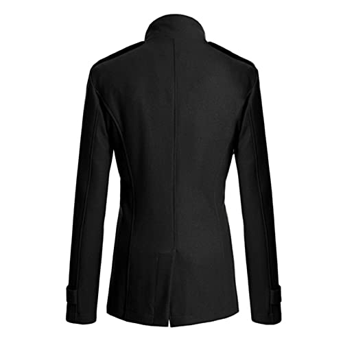 Lu's Chic Men's Long Sleeve Tops Double Breasted Slim Fit Pea Coat Jacket Fashion Outerwear2