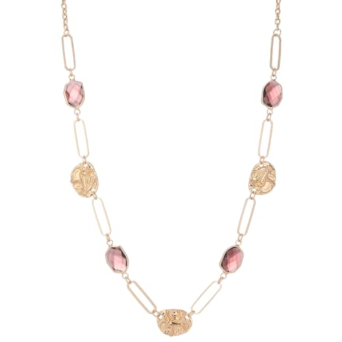 Bijou fantaisie collier long doré femme chaîne trombone perles cristal fêt