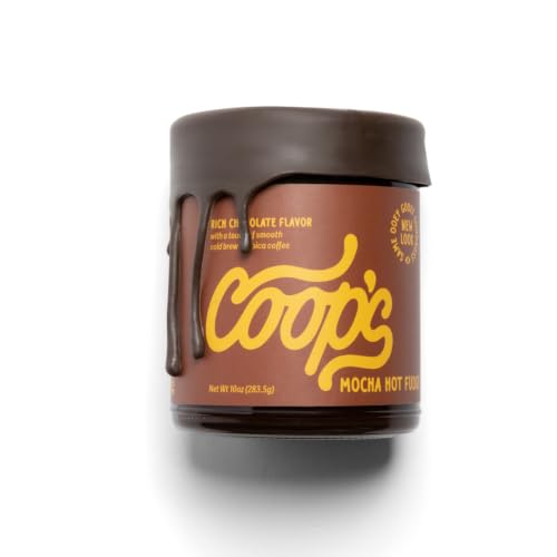 Coop's Mocha Hot Fudge: All Natural Cold Brew Mocha Hot Fudge Gluten Free Toppings for Icecream, Desserts and Coffee - 10 Ounce