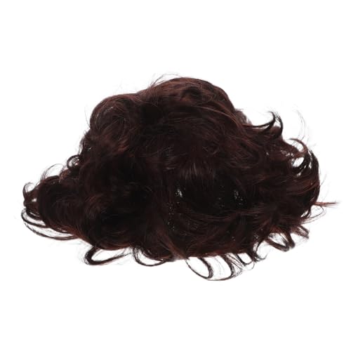 Postiche afro courte marron en fibres haute température aspect réaliste pour homme
