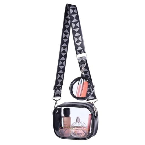 Clearworld Unisex-Adults Clear Crossbody Bag, Black, 7.5