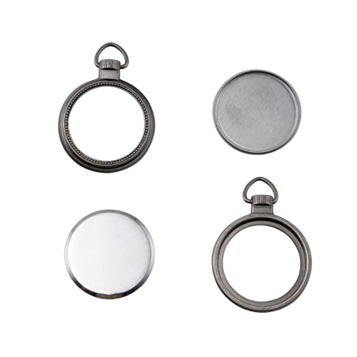 Image of Tim Holtz Idea-Ology Mini Pocket Watch Embellishments 2 /Pack, Antique Nickel (TH93274),Silver