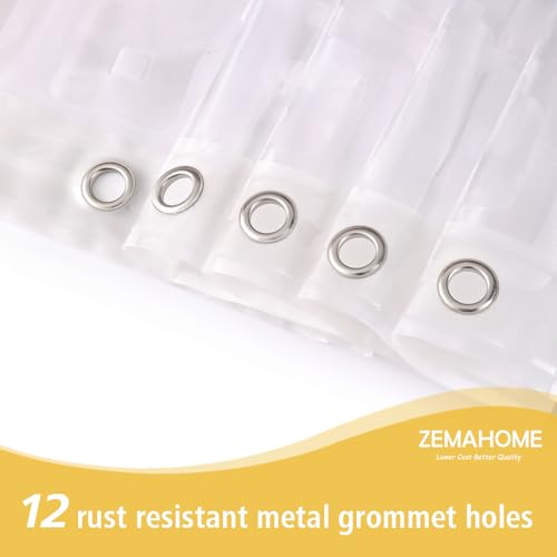 Image of ZEMAHOME Thin 3D EVA Shower Curtain Liner Geometric, 72x72 Premium Light Weight Clear Plastic Bathroom Shower Curtain with Rustproof Metal Grommets 3 Magnets for Shower Stall, Bathtubs
