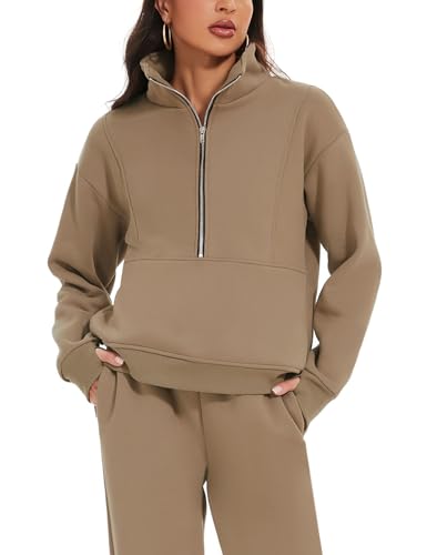 Eisctnd Womens Fleece 2 Piece Sweatsuit Lounge Set Long Sleeve Sweatshirt Jogger Pants Tracksuit Sweatsuit 2025 Fall Sets2