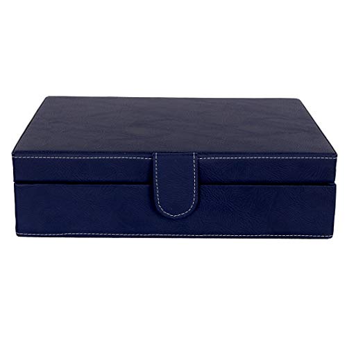 Image of Leather World PU Leather 10 Slots Wrist Watch Box Case Organizer Jewelry Storage for Men and Women (Blue P)