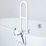 【介護士推奨】浴槽手すり 支持構造 ワンタッチ設置可能 風呂用 入浴介助 滑り止めグリップ 転倒防止 介護用手すり 浴室安全サポート 簡単取り付け (浴槽の厚さは8~17cmです)