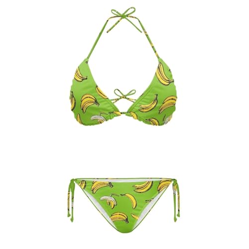 Image of Ystardream Bikini Set for Women Swimsuits Scoop Neck Two Piece, Green Banana, Large