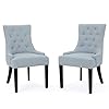 Hayden Fabric Dining Chairs 2 Pcs Set Wood Light Sky