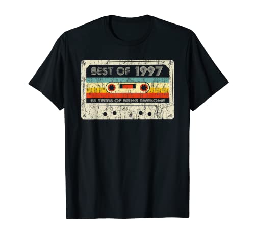 25th Birthday Gifts Best Of 1997 25 Years Old Cassette Tape Camiseta